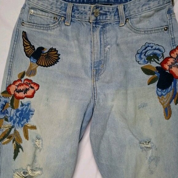Abercrombie And Finch Signature Collection Ripped Blue Jeans Size 28'x27" - Picture 2 of 8